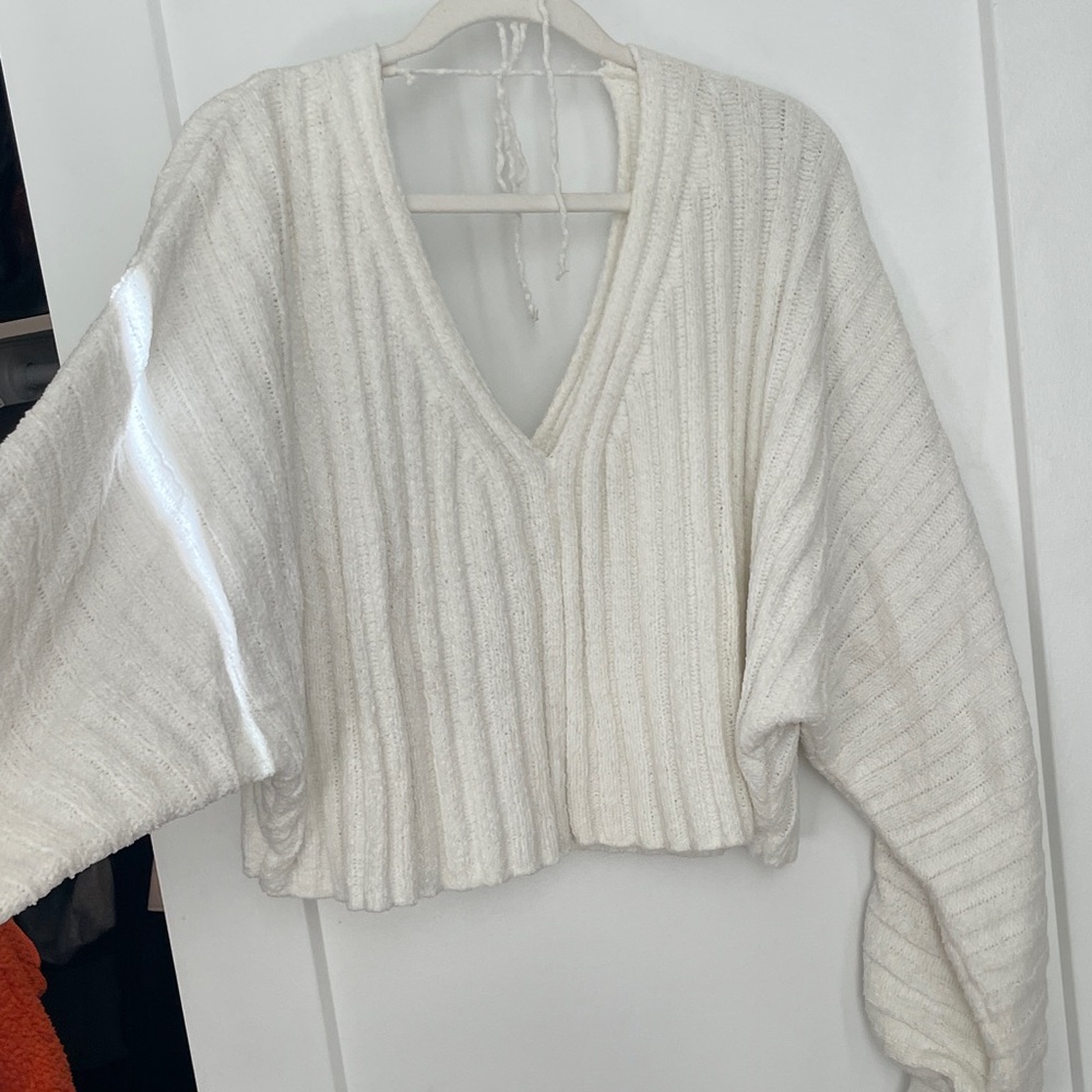 Cozy White V-Neck Sweater